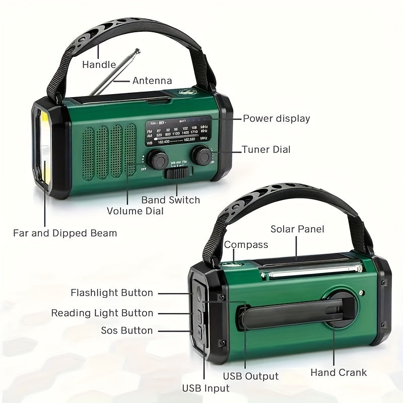 Radio d'urgence Multifonctionnelle | Panneau Solaire et Chargeur USB