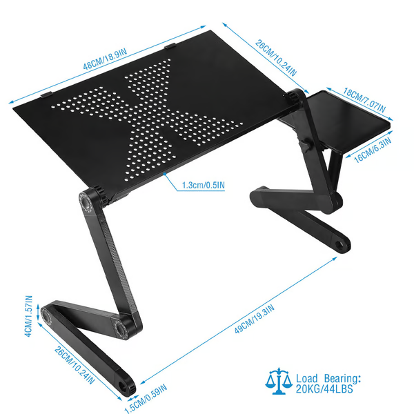 Support pour Ordinateur Portable Ergonomique | Rotation à 360° et Ajustabilité Optimale
