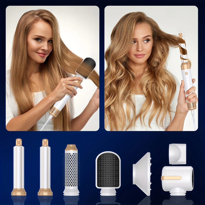 Sèche-cheveux 7-en-1 avec Boucleur Automatique | Séchage Rapide et Coiffage Silencieux