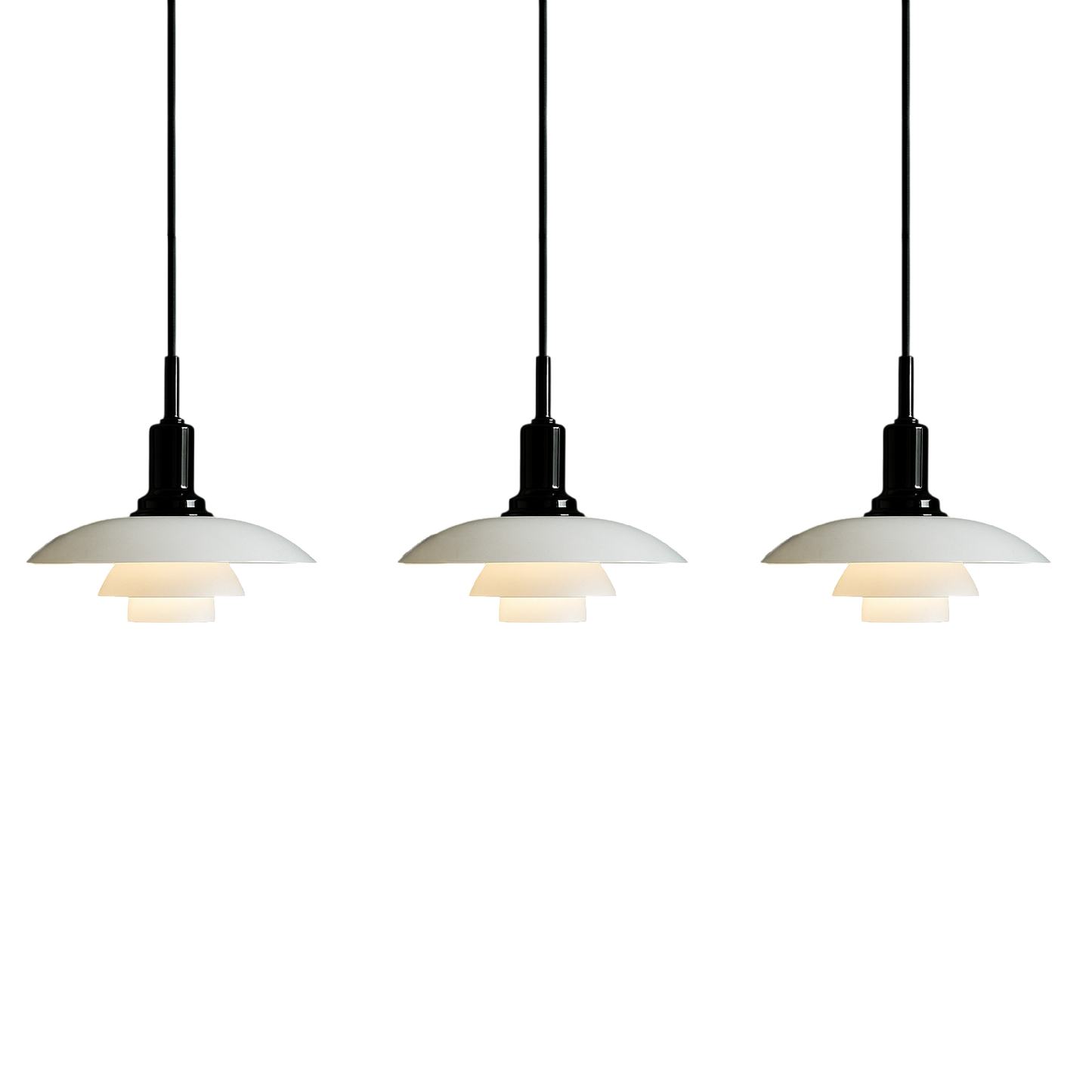 Lampe Suspendue Danoise à 2/3 Têtes | Design Épuré et Réglable