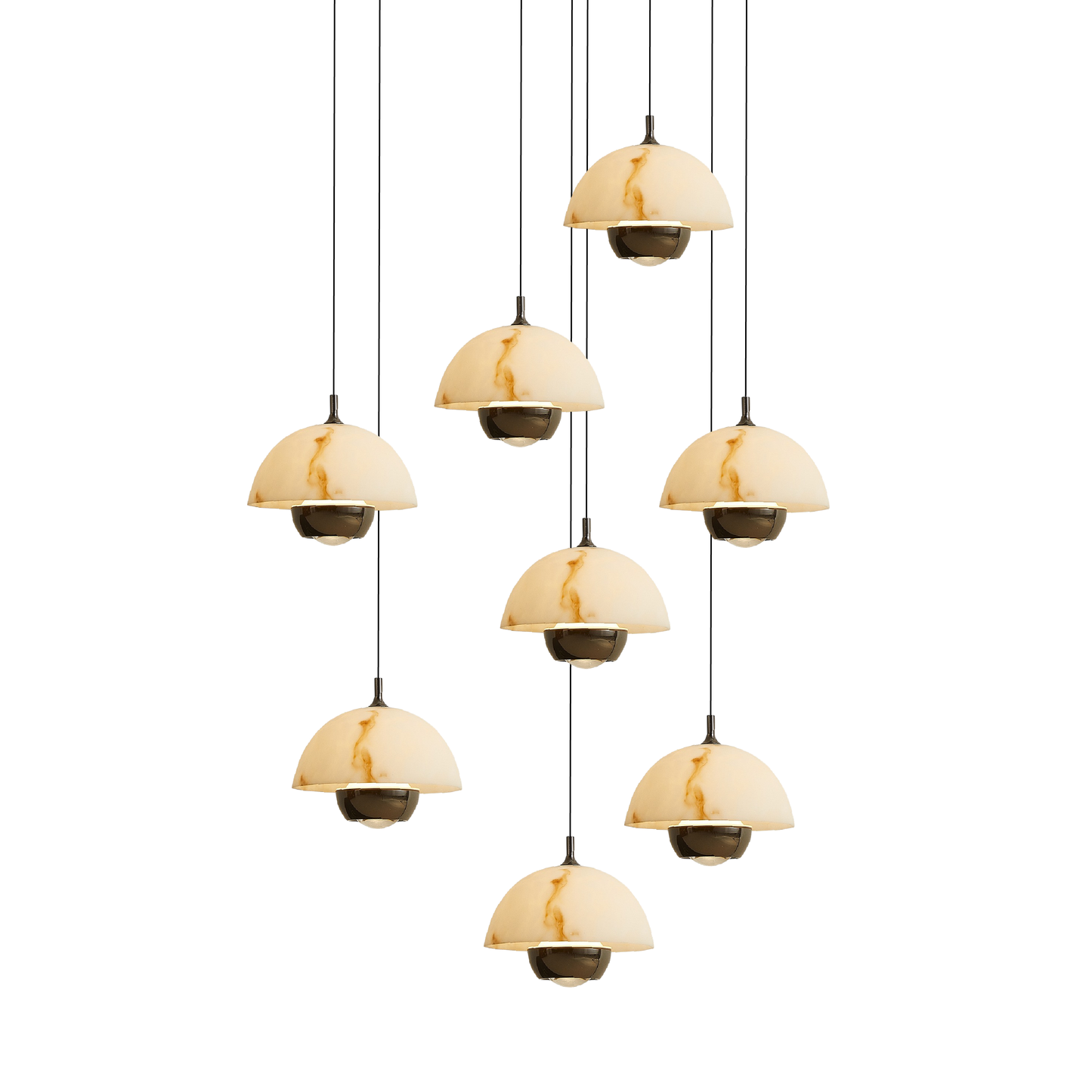 Lustre en Marbre à 8 Têtes | Éclairage Contemporain pour Escaliers
