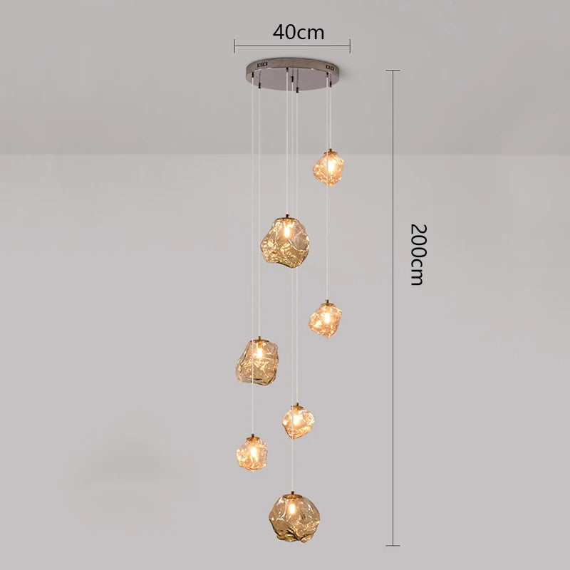 Lustre d'Escalier Scandinave | Éclairage Sculptural et Élégant