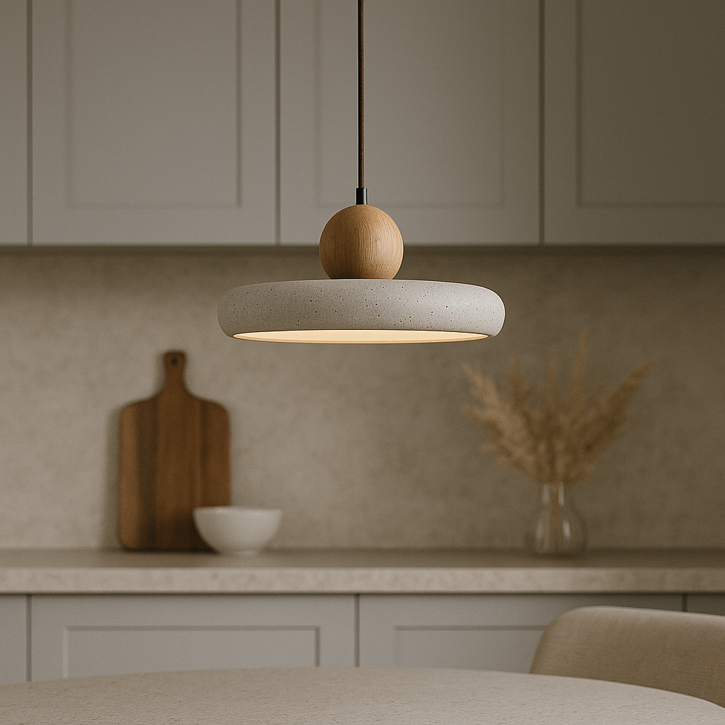 Lampe Suspendue en Bois Travertin | Élégance Contemporaine et Atmosphère Cosy