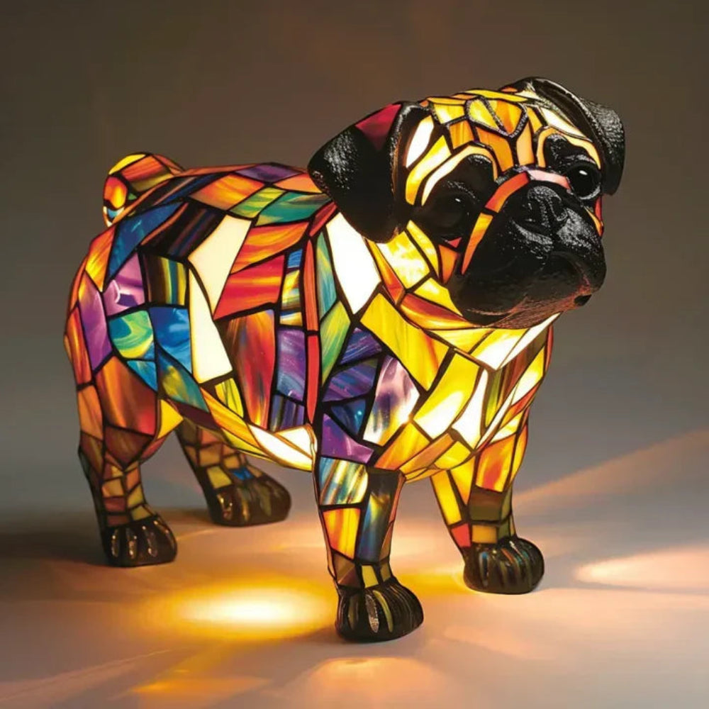 Lampe de Table pour Amateurs de Chiens | Éclairage Ambiant en Verre Tiffany