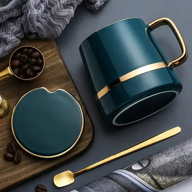 Tasses à Café en Céramique | Élégantes avec Détails Dorés