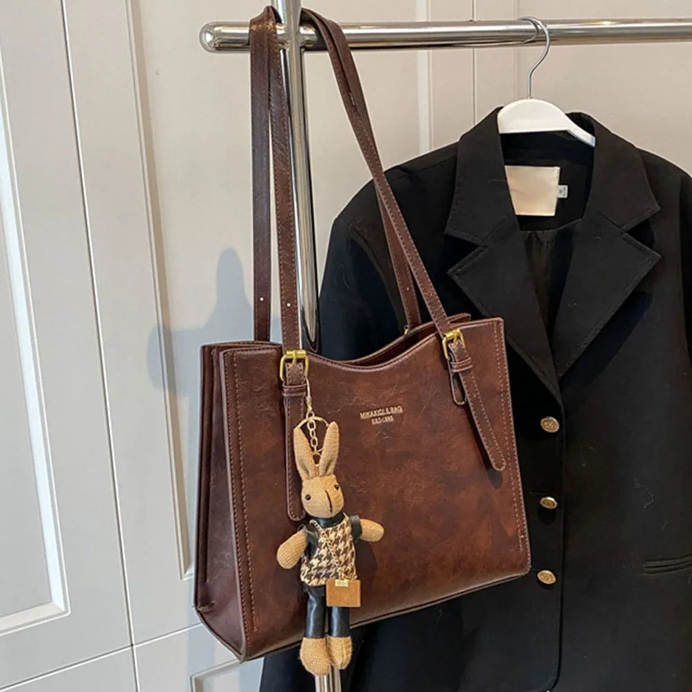 Sac fourre-tout en Cuir PU | Pendentif Lapin et Intérieur Spacieux