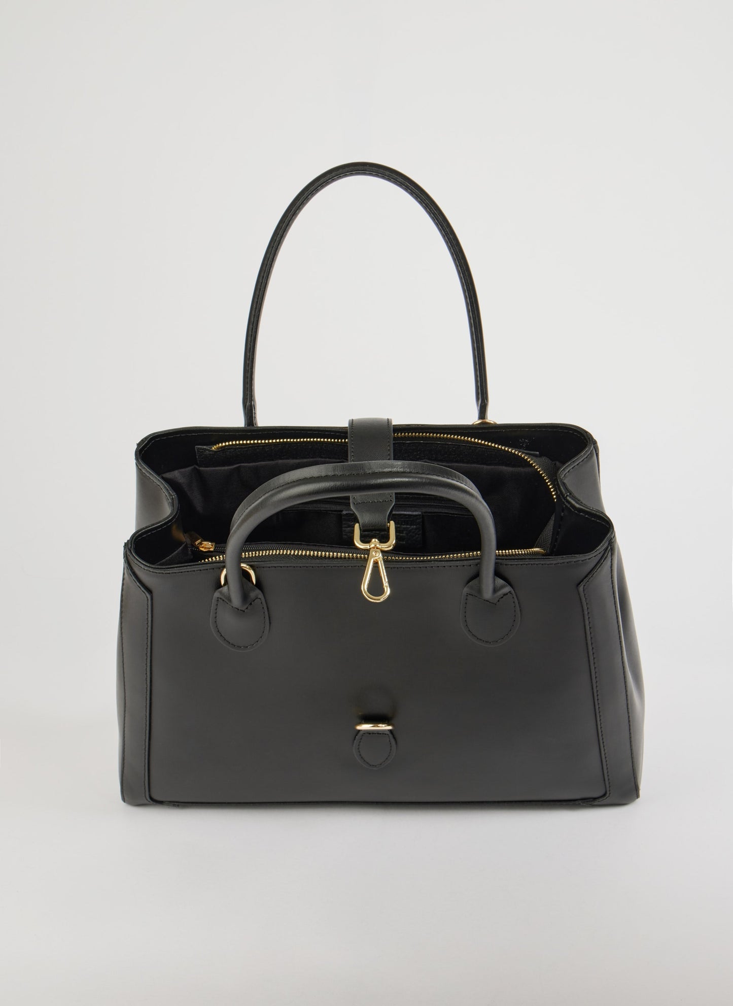 Sac à Main en Cuir Noir | Élégant Tote pour Bureau et Quotidien