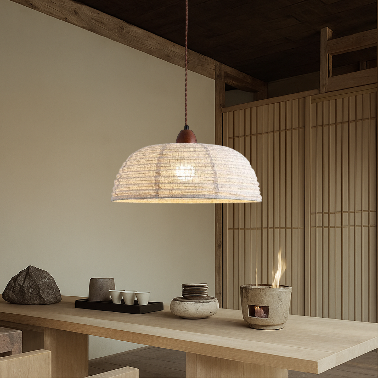 Lampe Suspendue en Tissu Scandinave | Ambiance Chaleureuse et Contemporaine