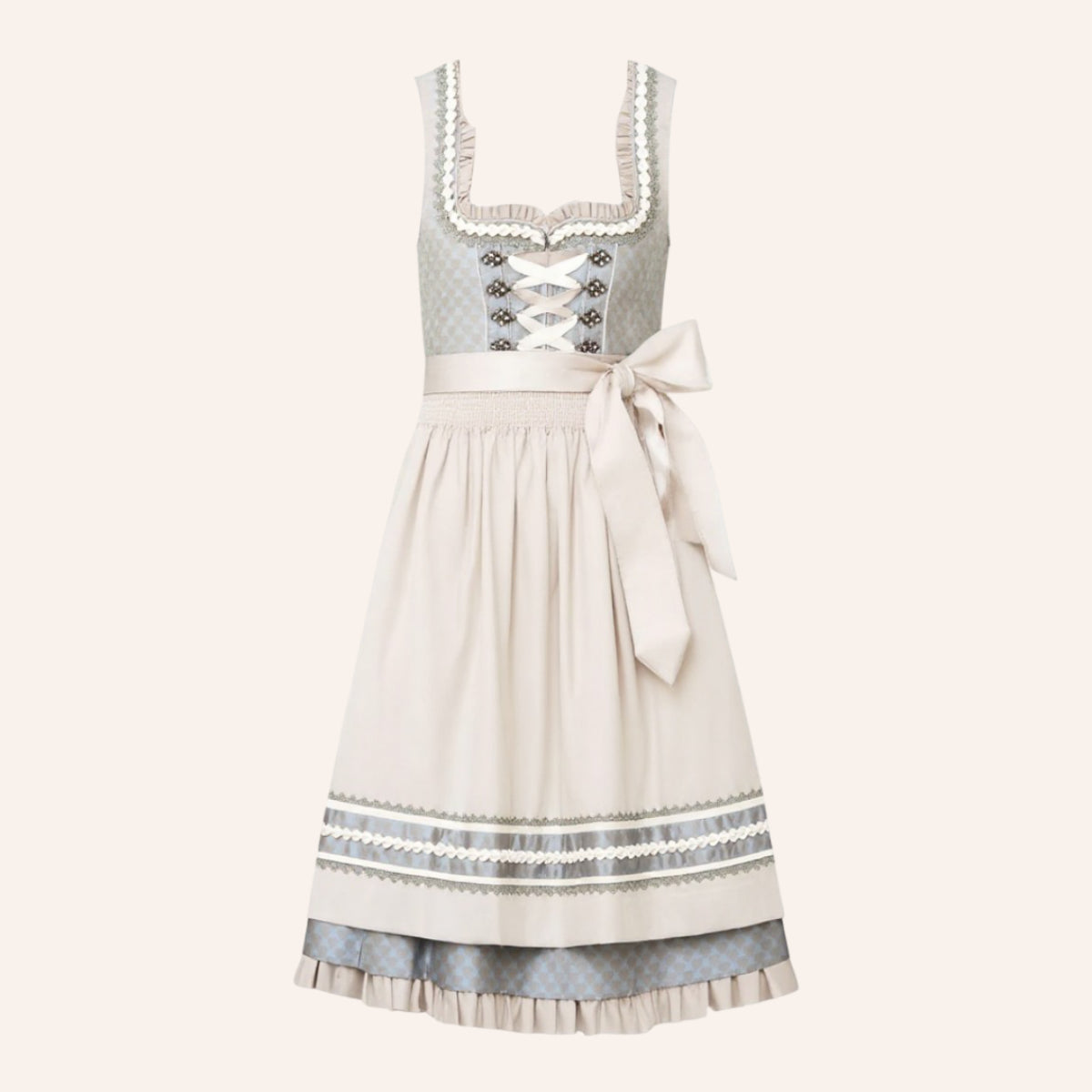 Robe dirndl abricot élégante | Style traditionnel avec laçage romantique