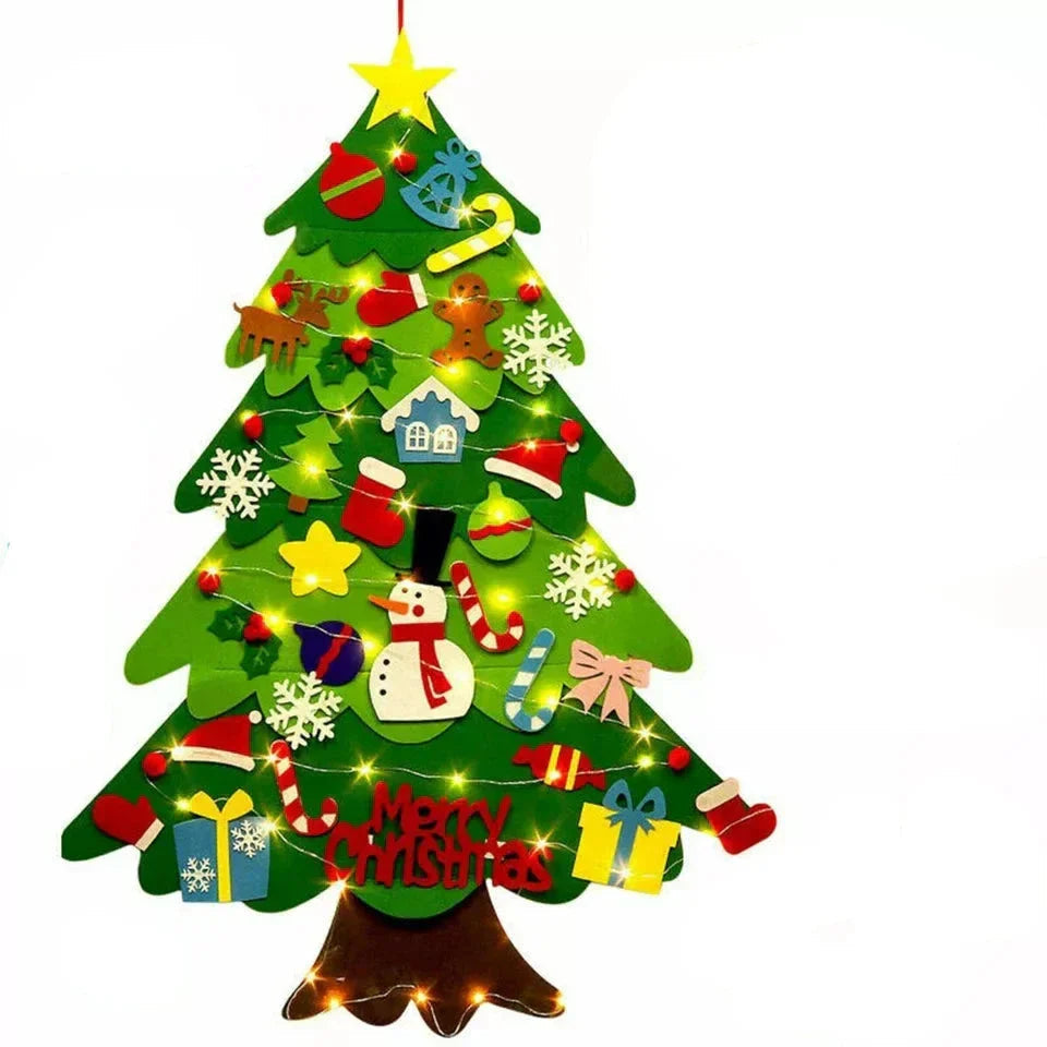 Arbre de Noël Mural Interactif | Décoration Festive avec Ornements en Feutre