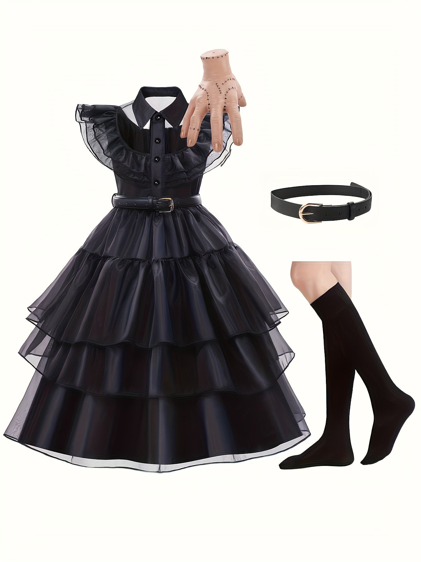 Robe d'Halloween Gothique pour Filles | Costume Complet avec Accessoires Effrayants