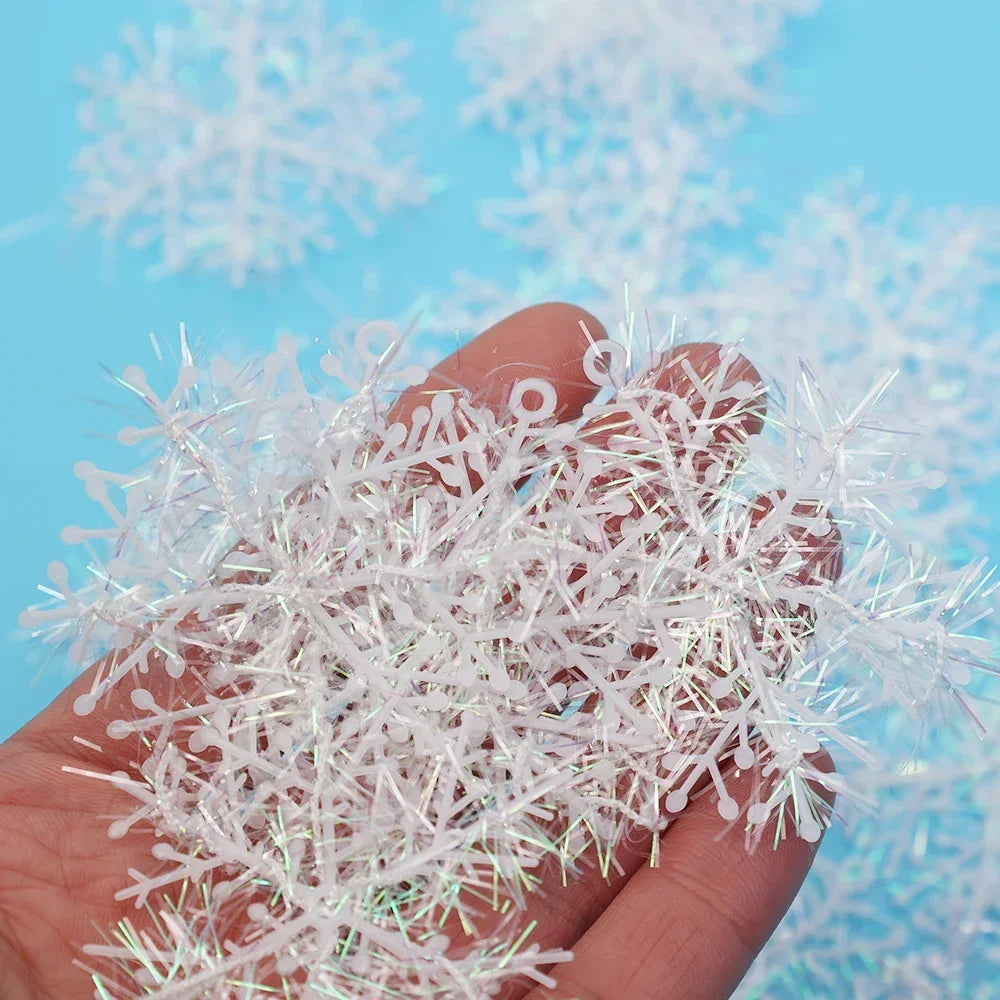 Flocons de Neige Pailletés pour Noël | Décorations Scintillantes et Polyvalentes