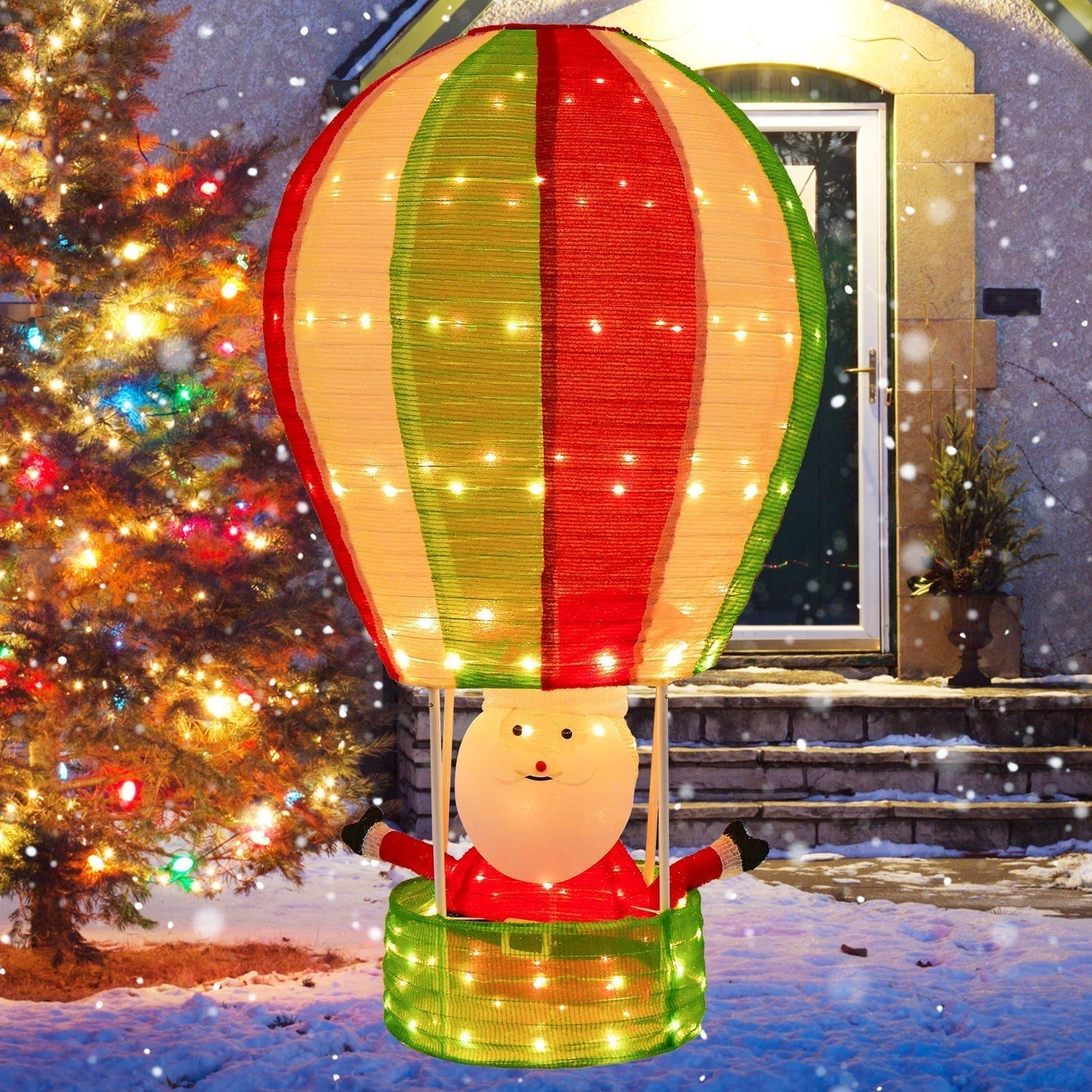 Décoration de Noël Gonflable | Père Noël dans Montgolfière avec LED