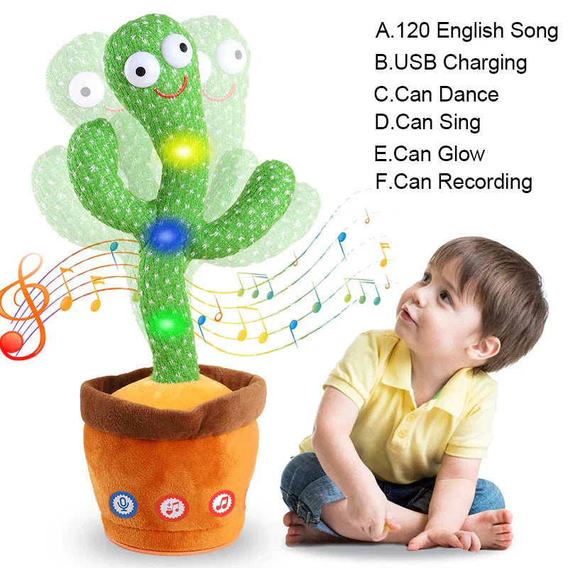 Cactus en Peluche Interactif pour Enfants | Jouet Doux et Dansant pour Décoration