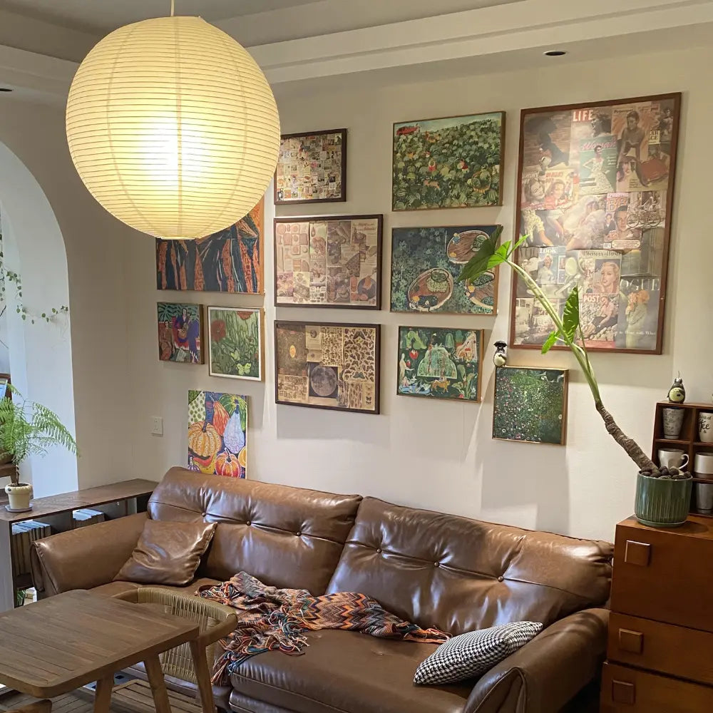 Lustre en Papier de Mulberry | Luminaire Suspendu à Hauteur Ajustable