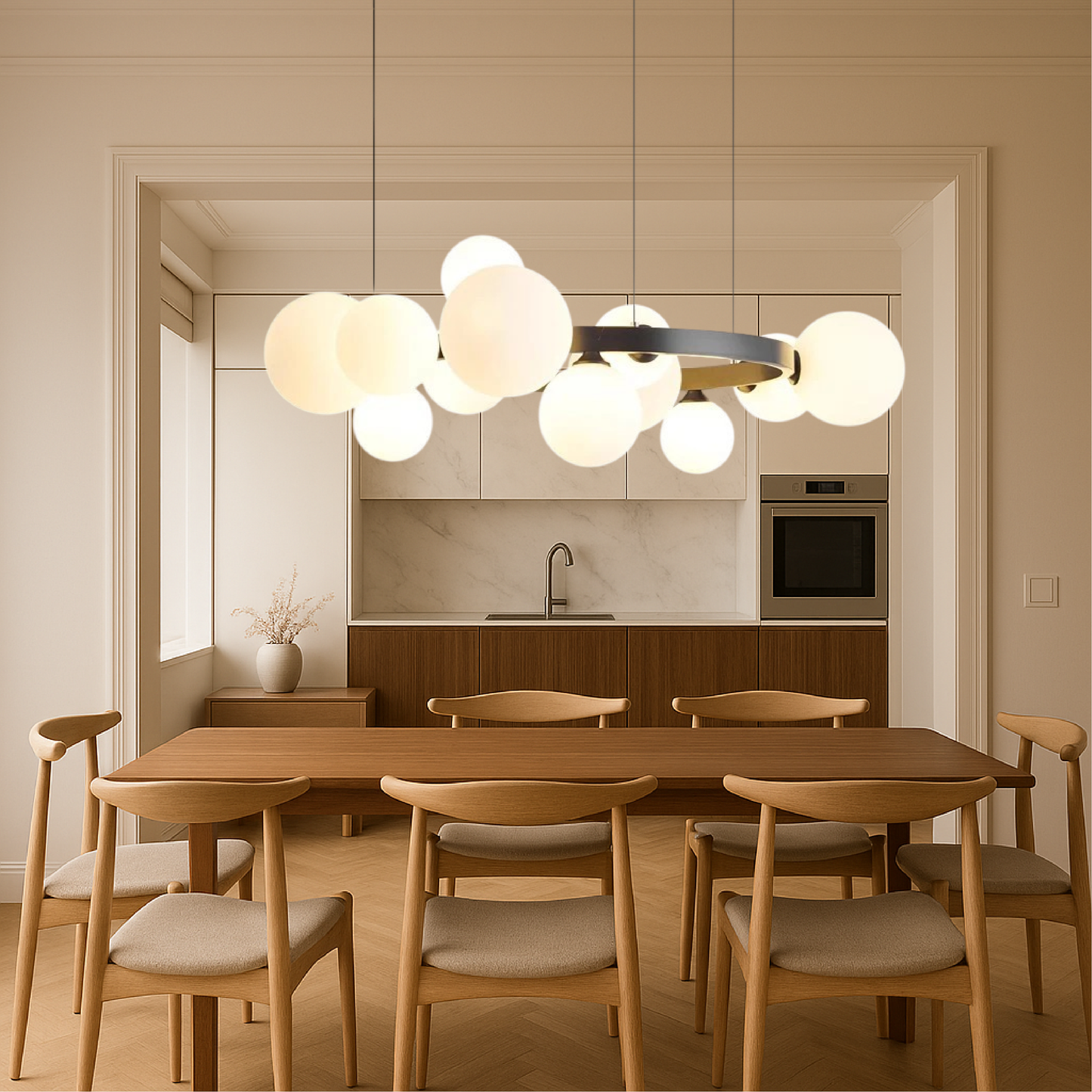 Lustre Scandinave pour Salle à Manger | Design Minimaliste et Ambiance Chaleureuse