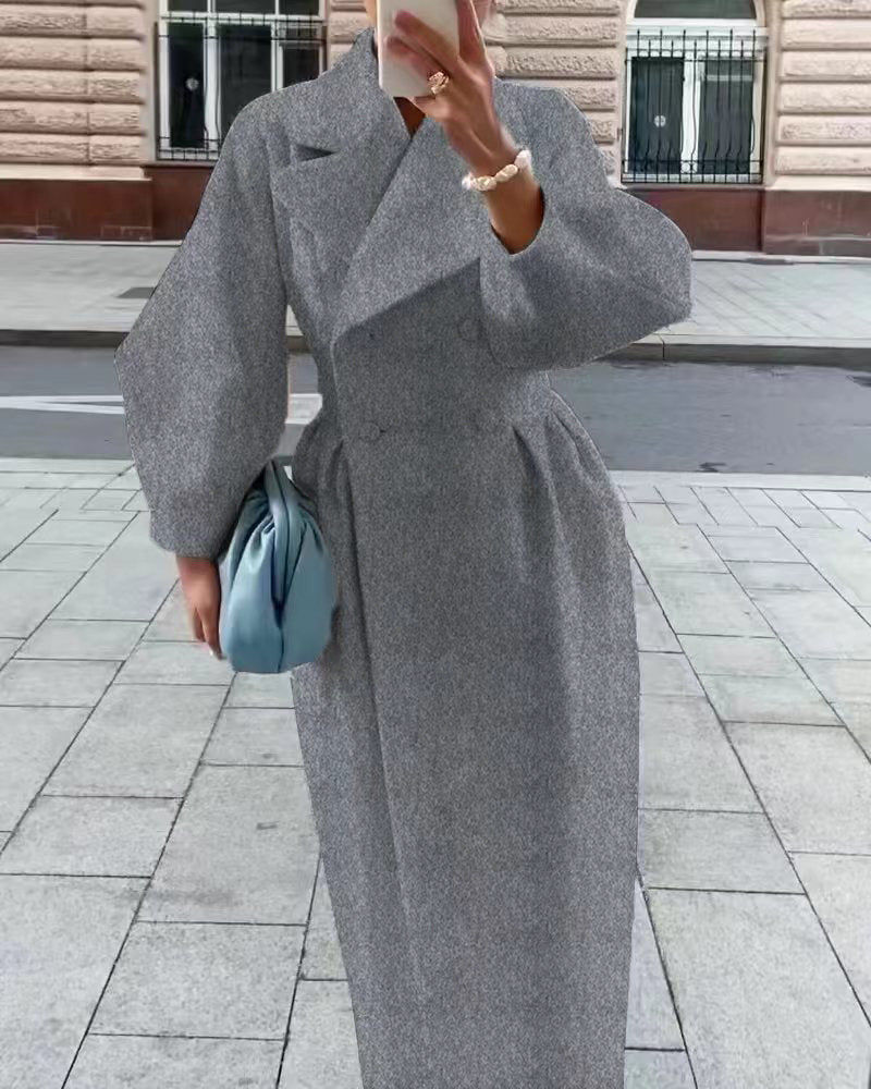Manteau Long d'Hiver pour Femmes | Élégant avec Revers Surdimensionné
