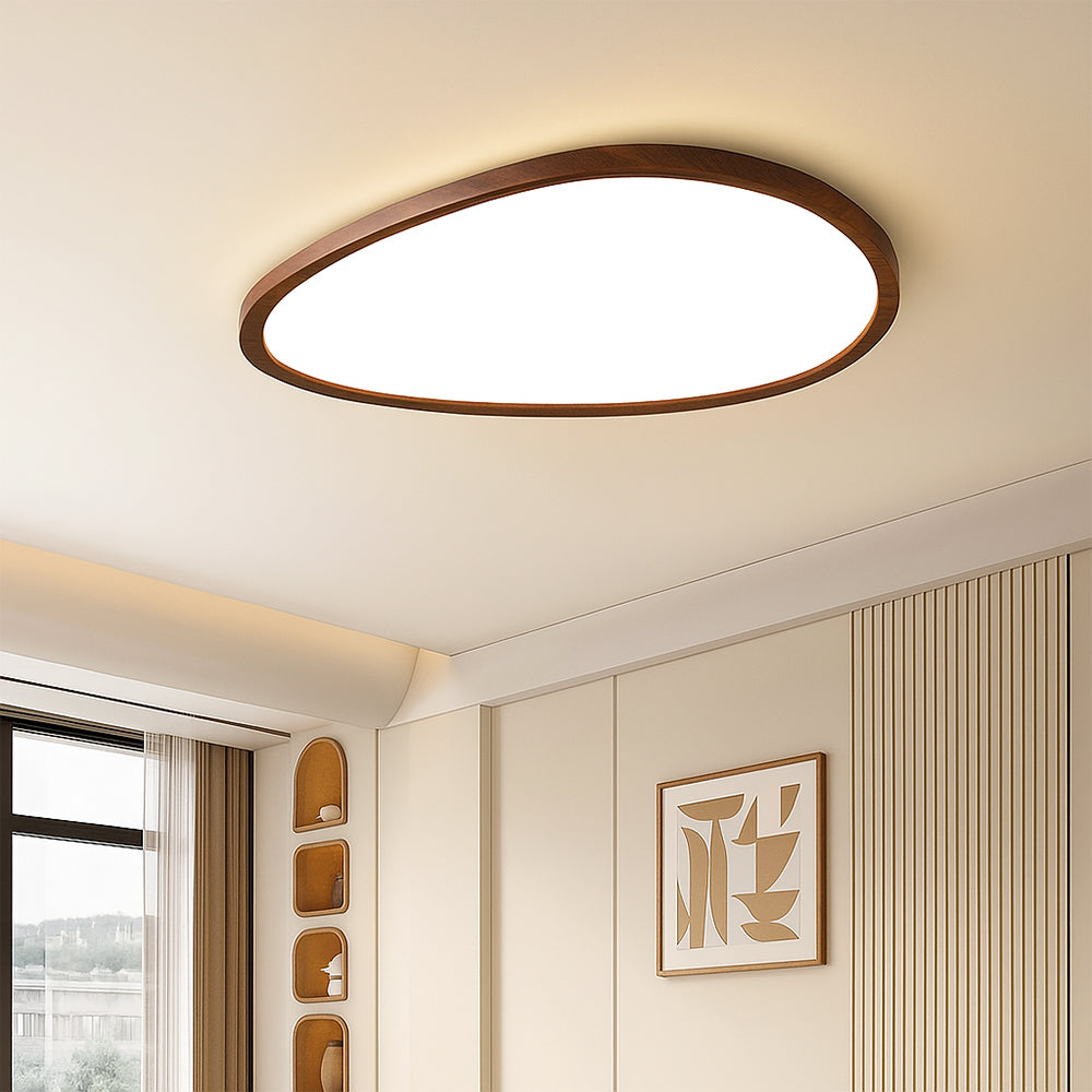 Lampe de Plafond en Bois Sombre | Élégance Minimaliste et Ambiance Chaleureuse