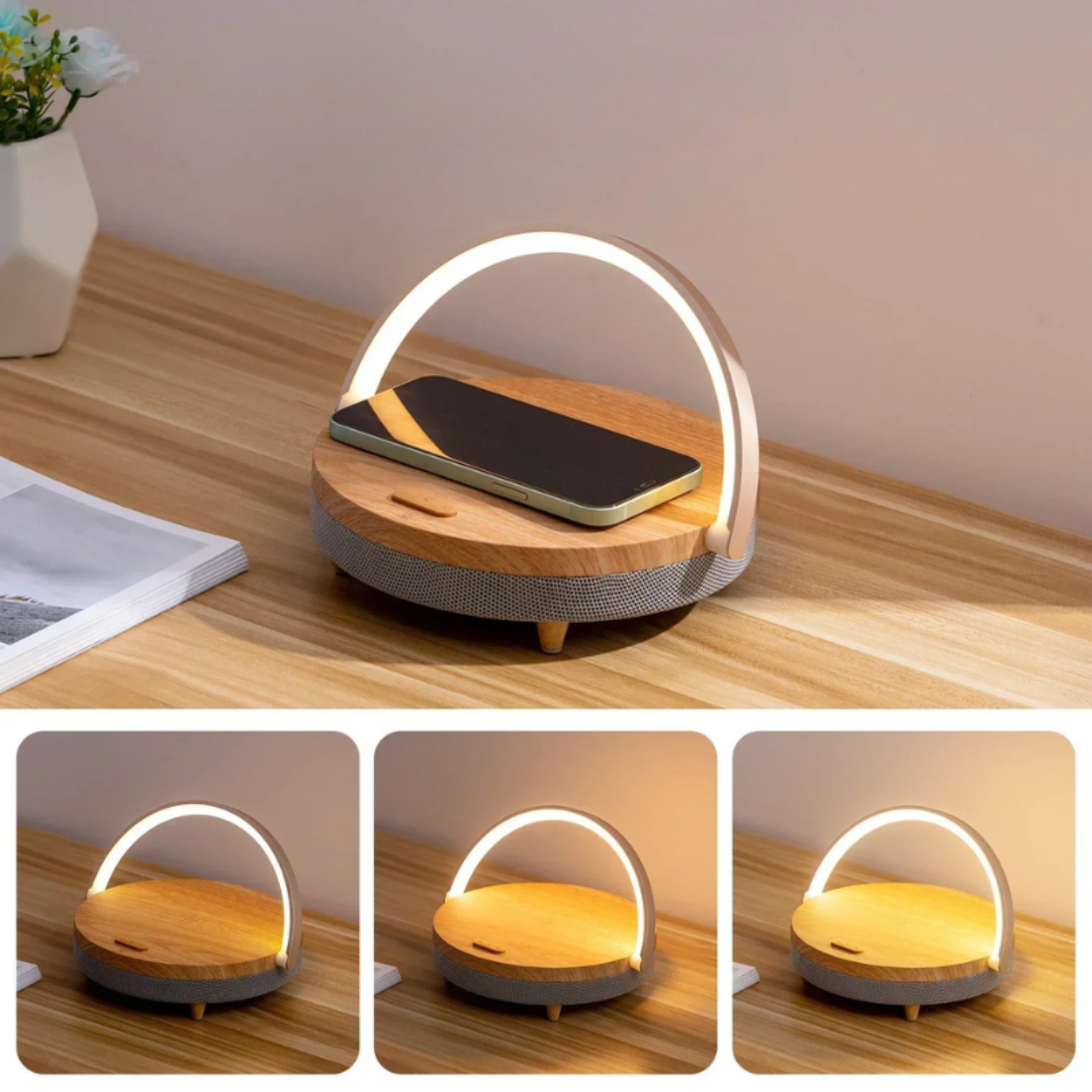 Lampe de Table Multifonctionnelle | Chargeur Sans Fil et Haut-Parleur Bluetooth