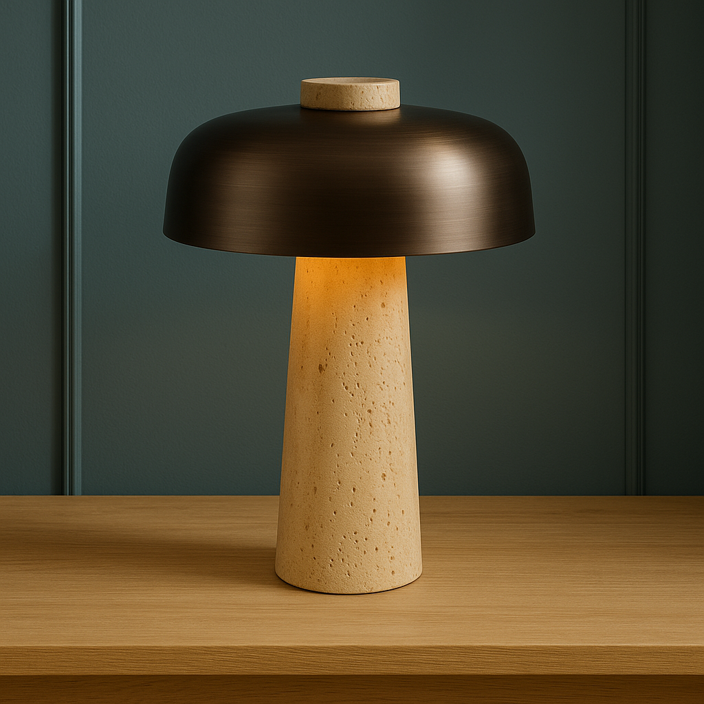 Lampe de Table en Travertin | Design Contemporain et Accueillant