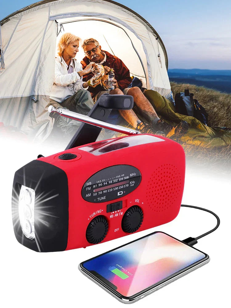 Radio d'urgence Portable Multifonctionnelle | Solaire, Manivelle, Résistant à l'Eau