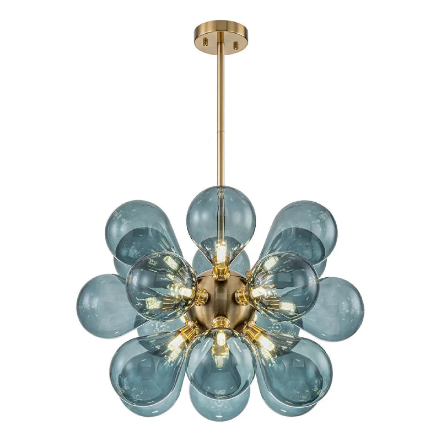 Lustre en Verre Bleu Contemporain | Éclairage Élégant et Accueillant