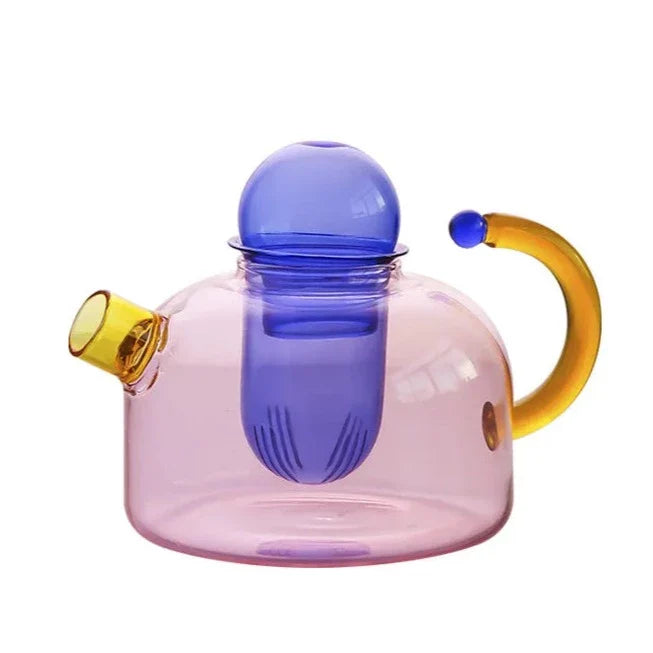 Ensemble de Thé en Verre Borosilicate | Couleurs Vives et Design Unique