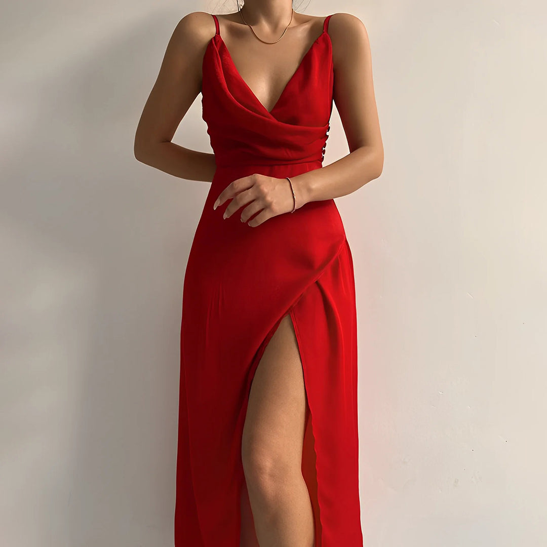 Robe Midi Élégante avec Fente Haute | Silhouette Flatteuse et Confortable