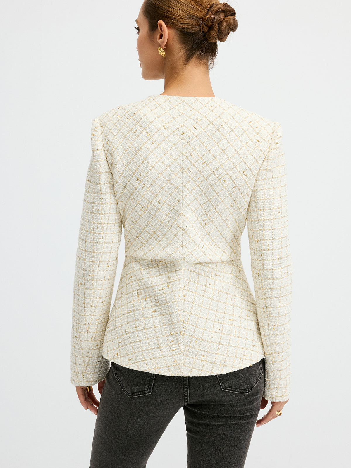 Blazer Cintré en Tweed Élégant | Ajustement Régulier et Manches Longues