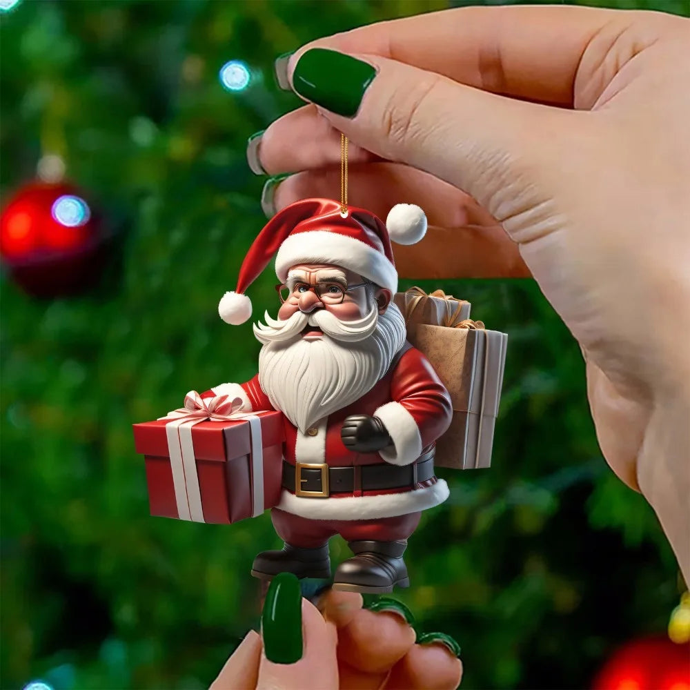 Décorations de Noël Suspendues | Ensemble de 3 Mini Pères Noël Joyeux
