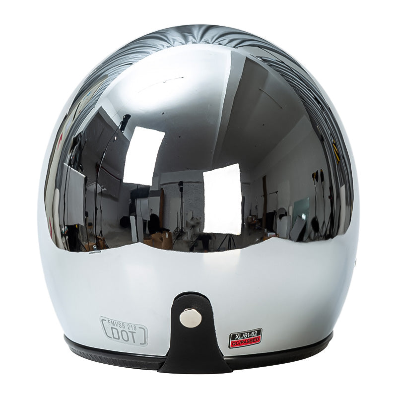 Casque de Moto Rétro Argenté | Style Classique et Sécurité Certifiée