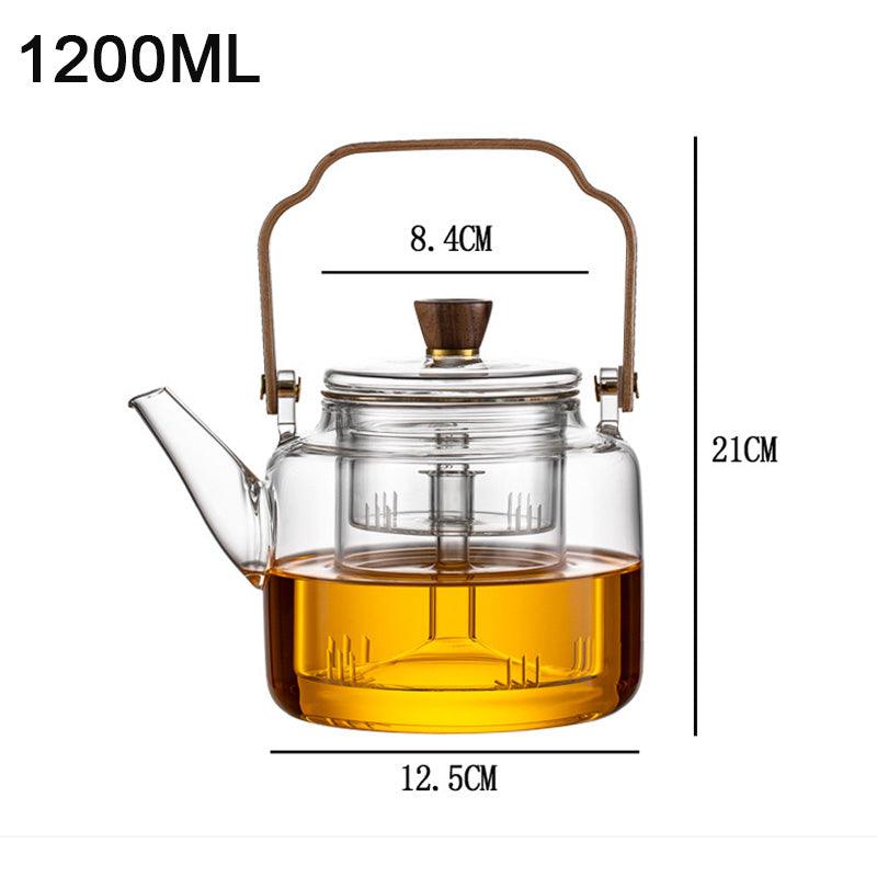 Théière en Verre et Bois | Élégante et Pratique pour Déguster du Thé