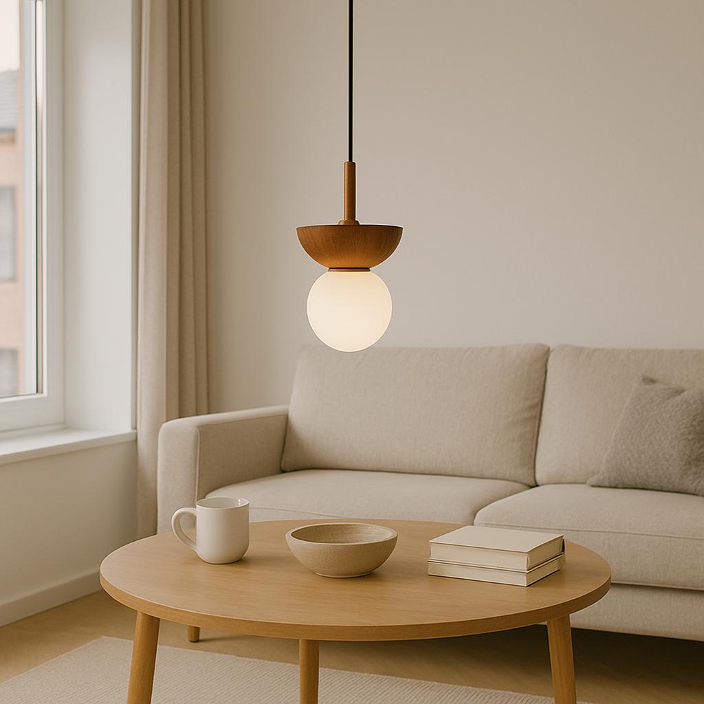 Lampe Suspendue Japandi en Bois | Design Minimaliste et Éclairage Chaleureux
