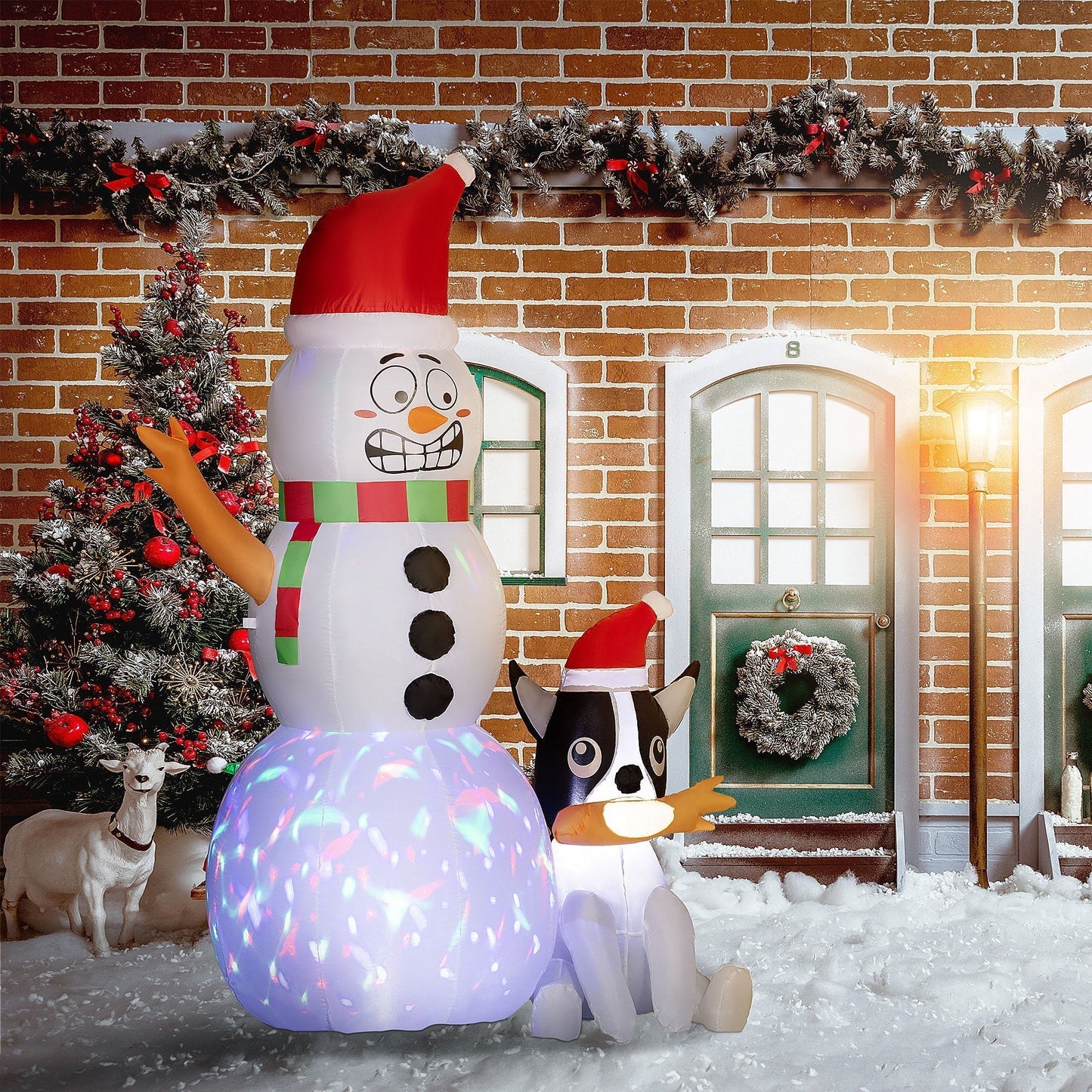 Bonhomme de Neige Gonflable Noël | Décoration Joyeuse avec Lumières LED