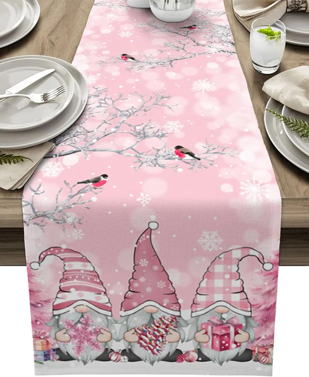 Chemin de Table de Noël | Design Flocon de Neige Élégant
