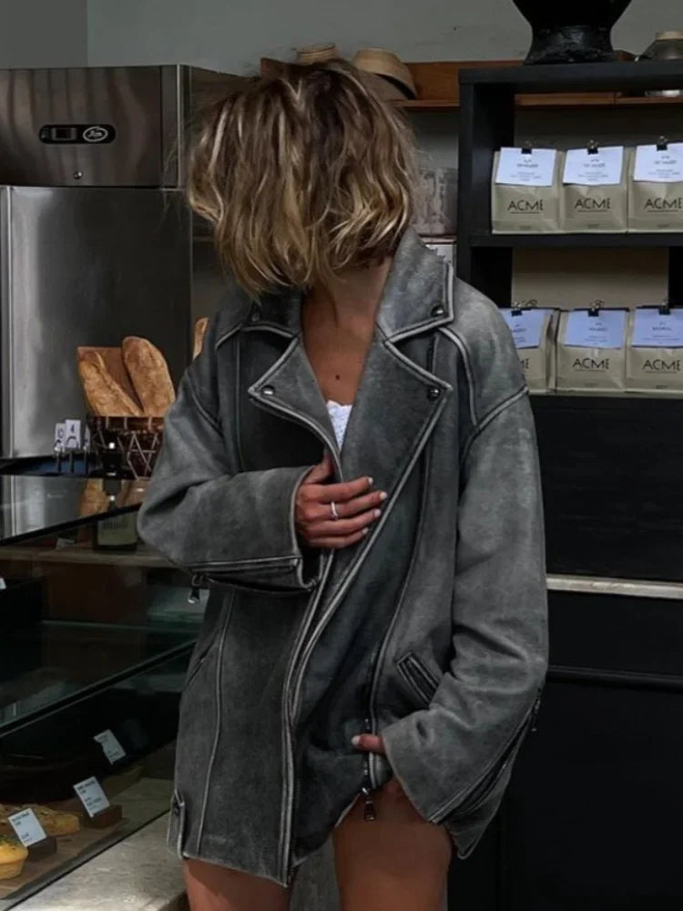 Veste en Suède Grise pour Femmes | Confort et Style pour l'Automne