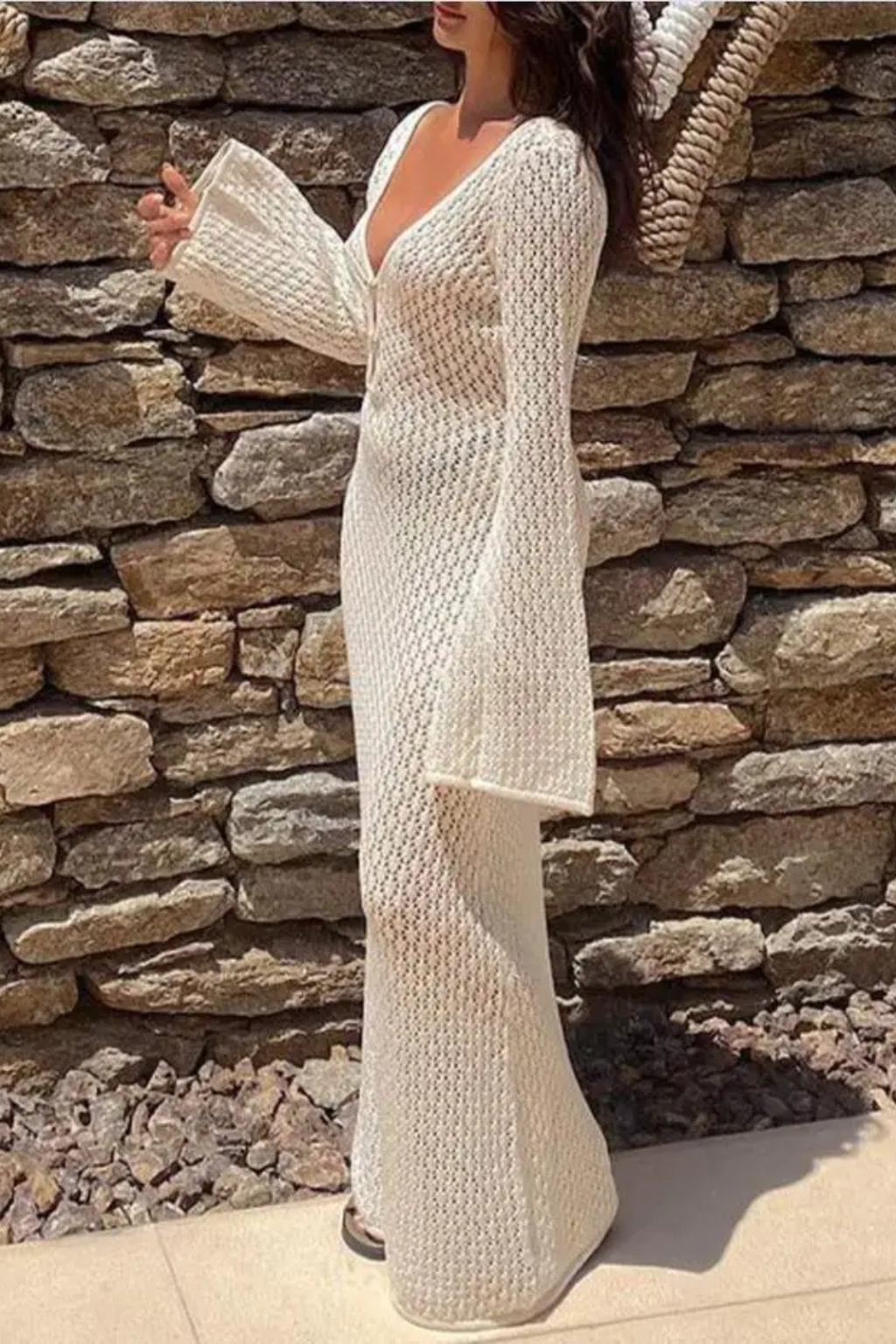 Robe de Plage en Maille | Élégante et Dos Nu