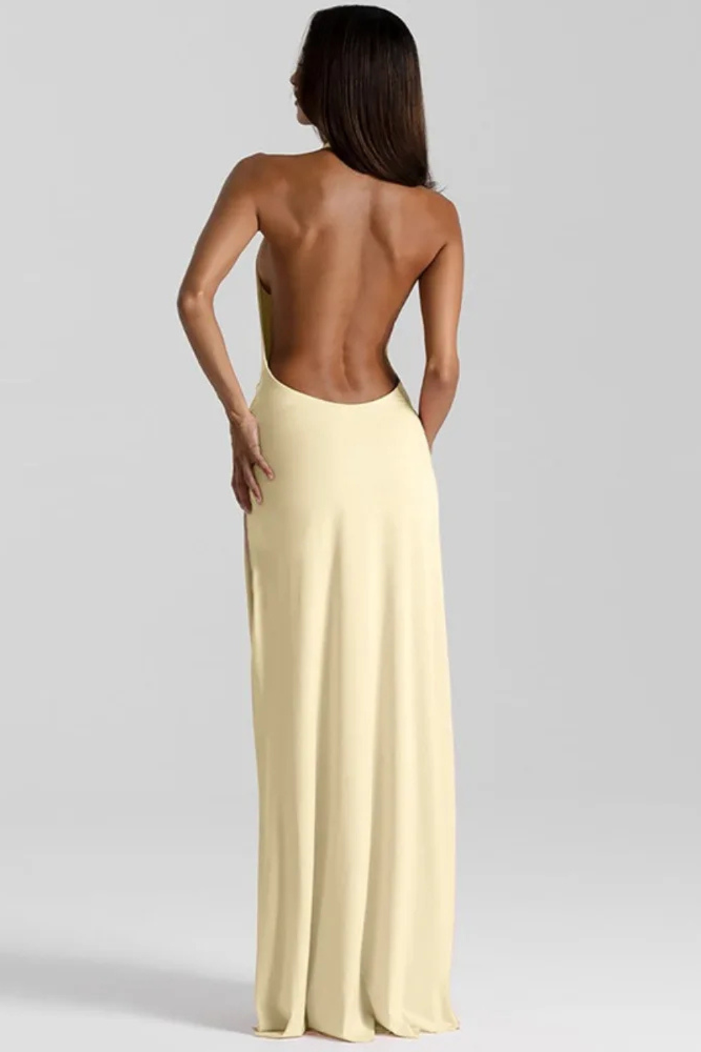 Robe Maxi Élégante pour Femmes | Fente Haute et Dos Nu
