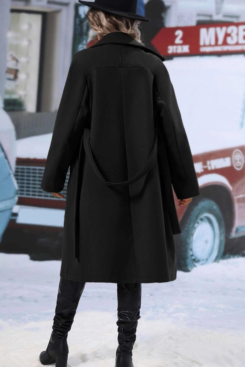 Manteau Long en Laine pour Femmes | Design Croisé et Coupe Décontractée