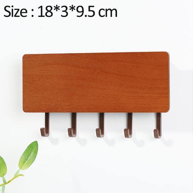 Porte-Clés Mural en Bois | Design Élégant avec Crochets Colorés