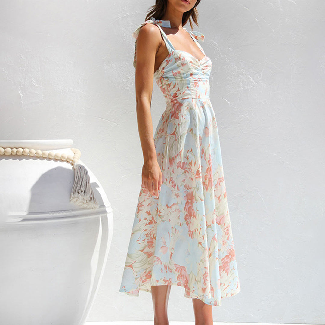 Robe Midi Florale Élégante | Confort et Style pour Invités de Mariage