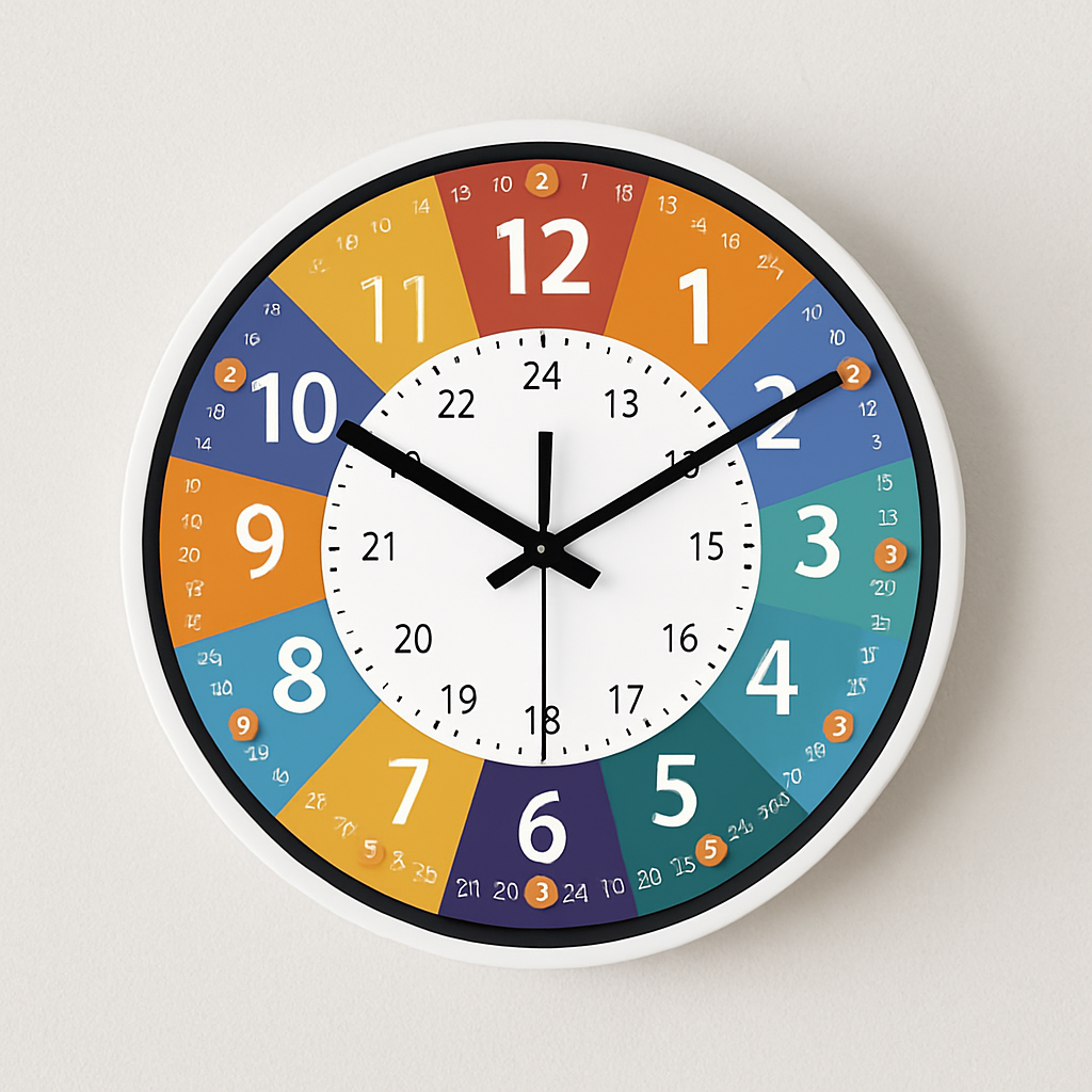 Horloge Murale Silencieuse pour Enfants | Design Coloré et Apaisant