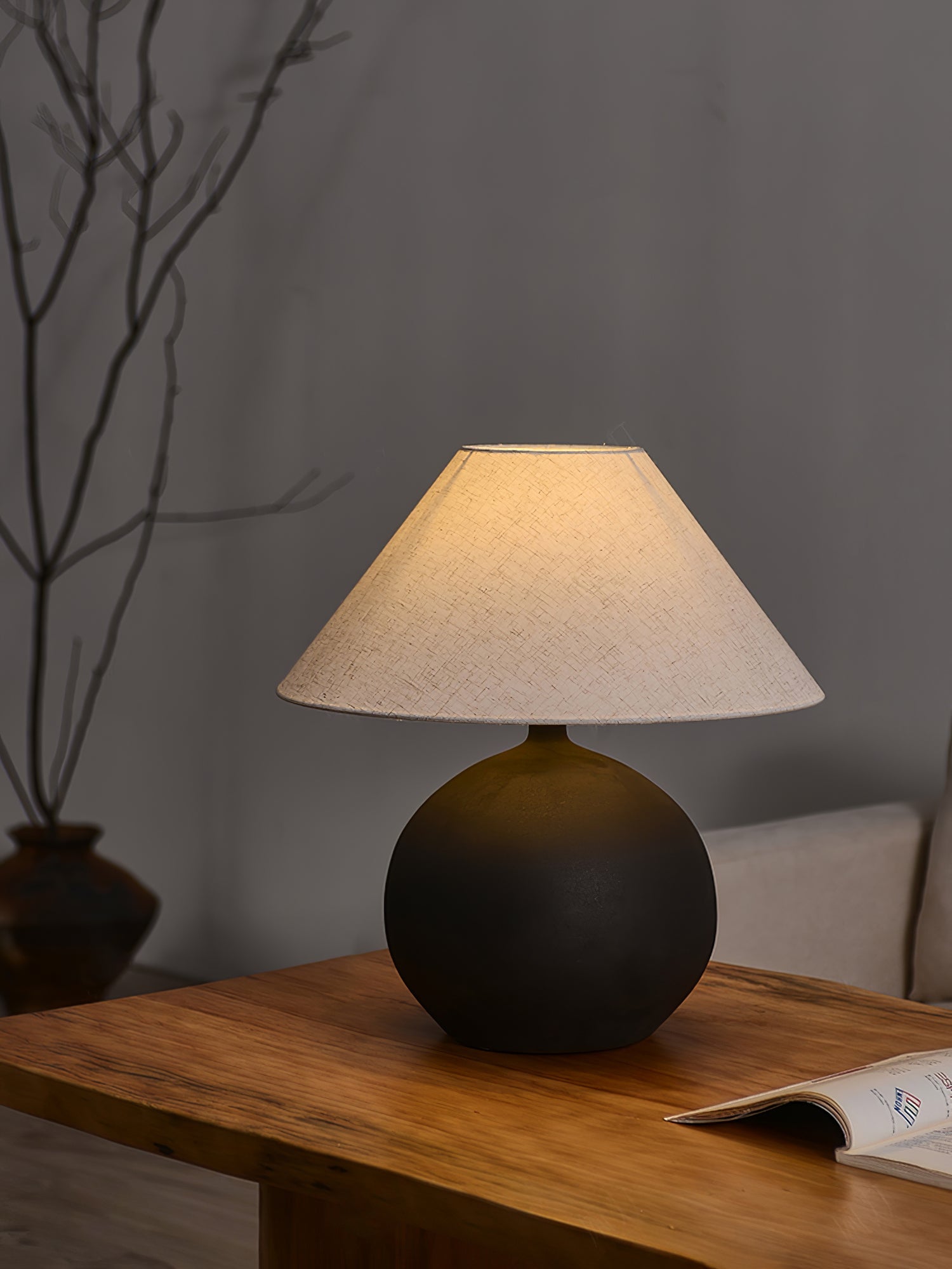 Lampe Rechargeable en Céramique | Design Intemporel avec Abat-jour en Lin