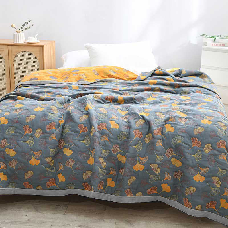 Linge de Lit en Coton Doux | Motif de Feuilles Élégant et Réversible