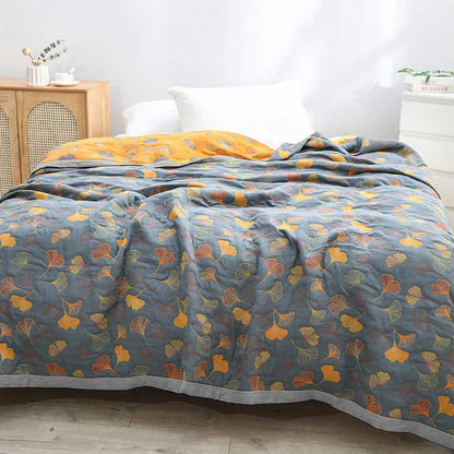 Linge de Lit en Coton Doux | Motif de Feuilles Élégant et Réversible