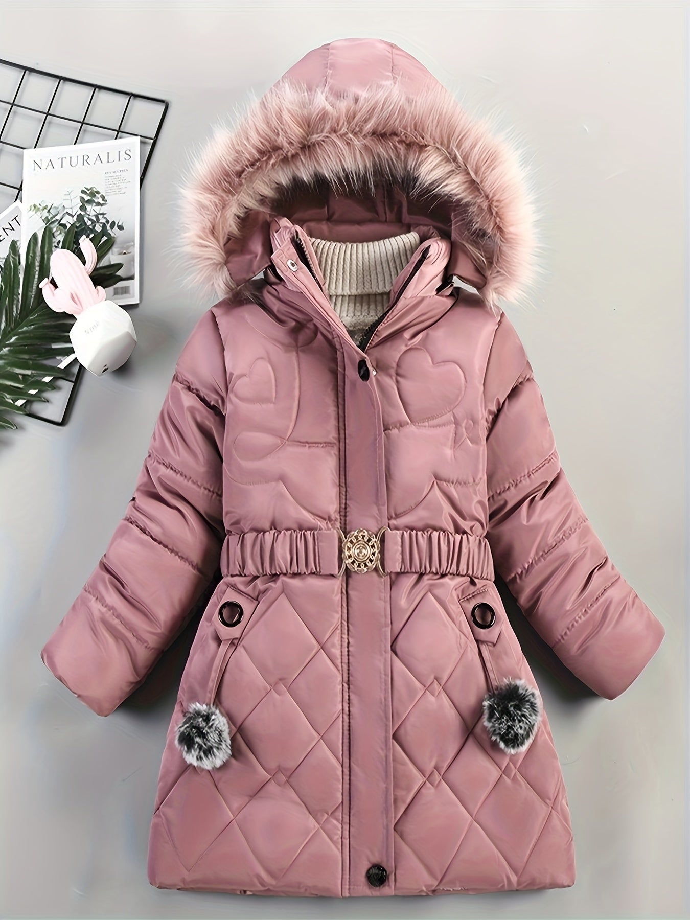 Manteau d'Hiver pour Filles | Douillet avec Capuche en Fausse Fourrure