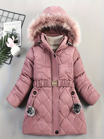 Manteau d'Hiver pour Filles | Douillet avec Capuche en Fausse Fourrure