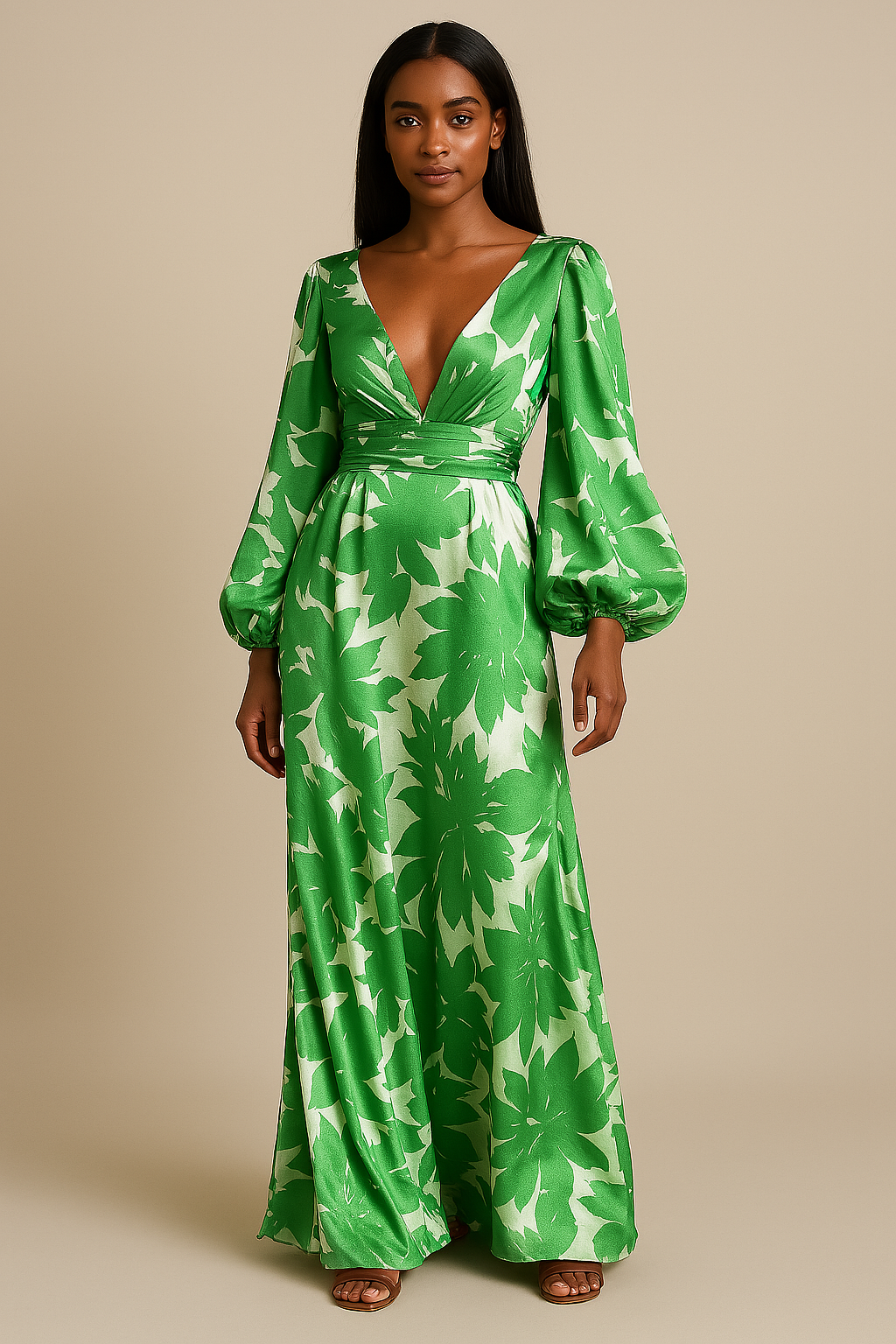 Robe Maxi Élégante Col V | Confort et Style pour Événements d'Été