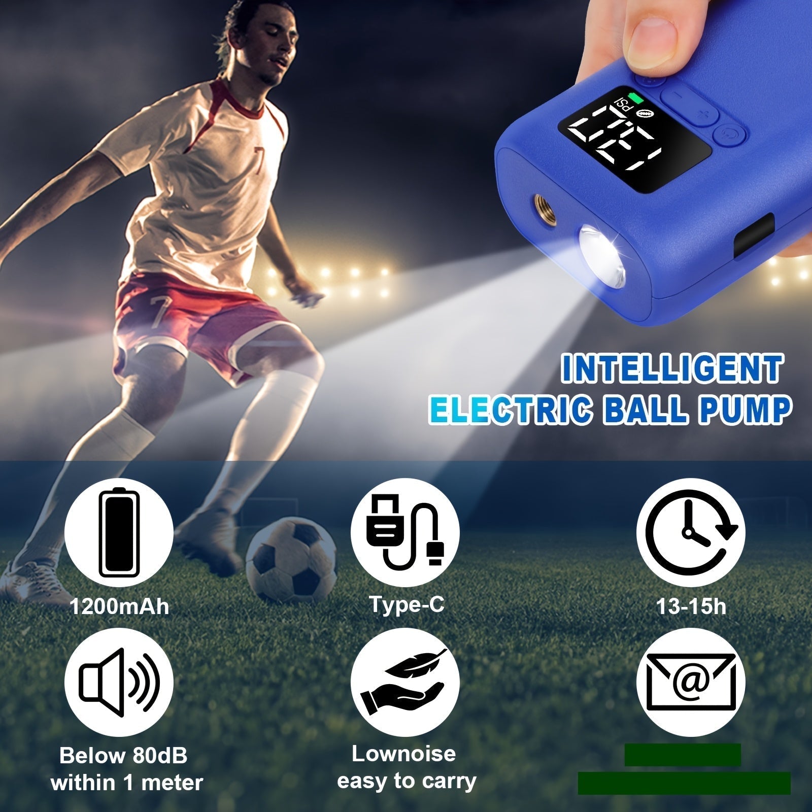 Pompe à Ballon Électrique Automatique | Gonflage Rapide avec Lumière LED