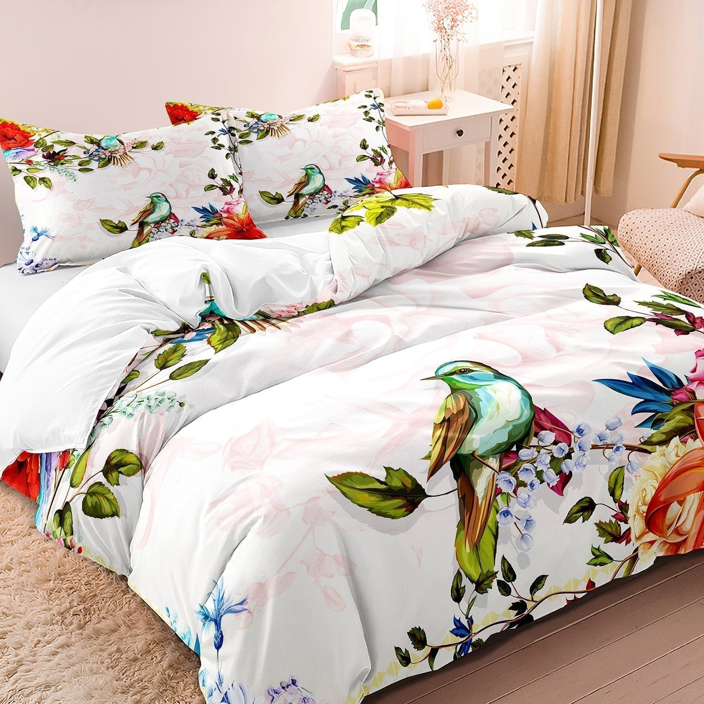 Linge de Lit Floral et Oiseau | Élégance et Confort Exceptionnels